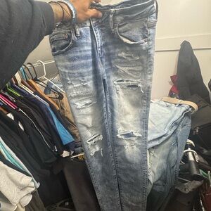 American Eagle Stacked Skinny Ripped Denim Jeans